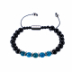 Bracelet cordon ajustable - TOP MINCEUR (HOMME) - billes 6 mm - tourmaline noire - apatite - séparateurs acier - 15/22 cm