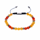 Bracelet cordon ajustable - ALLERGIES - billes 6 mm - ambre - cornaline - séparateurs acier - 15/22 cm