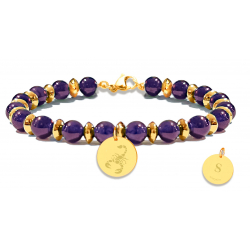 BRACELET STILIVITA ASTRO Scorpion Amethyste 6mm acier gold 17 + 4cm