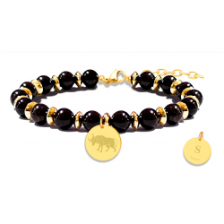 BRACELET STILIVITA ASTRO Taureau Tourmaline noire acier gold 17 + 4 cm