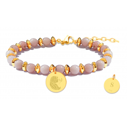 BRACELET STILIVITA ASTRO Vierge Opale rose 6mm acier gold 17 + 4cm