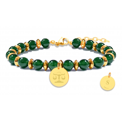 BRACELET STILIVITA ASTRO Balance Jade 6mm acier gold 17 + 4cm