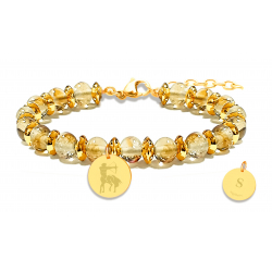 BRACELET STILIVITA ASTRO Sagittaire Citrine 6mm acier gold 17 + 4cm