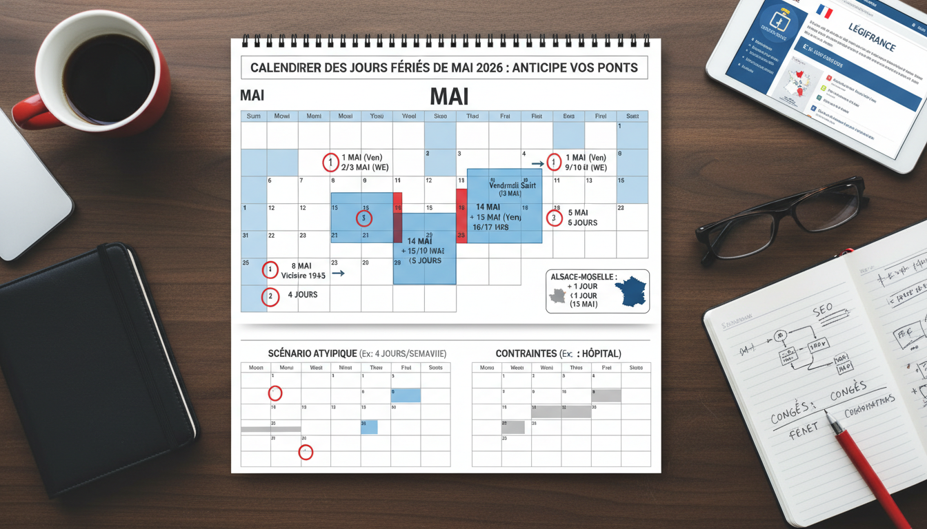 découvrez le calendrier des jours fériés de mai 2026 et planifiez vos ponts pour optimiser vos congés. ne manquez aucune occasion de profiter pleinement de vos vacances.