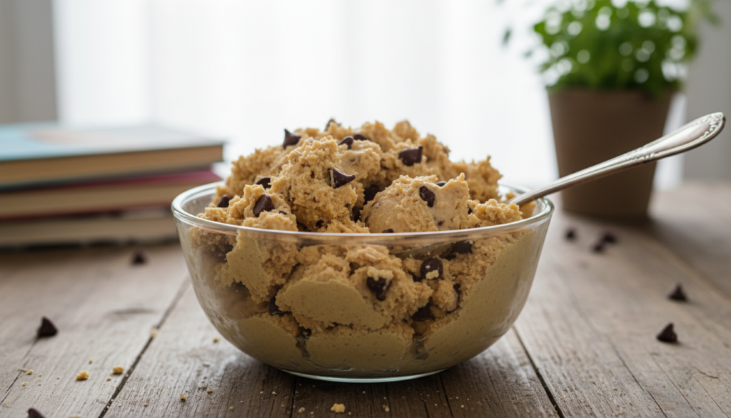 découvrez notre recette facile et gourmande de cookie dough maison sans œuf, une pâte à cookies crue à savourer à la cuillère en toute sécurité.