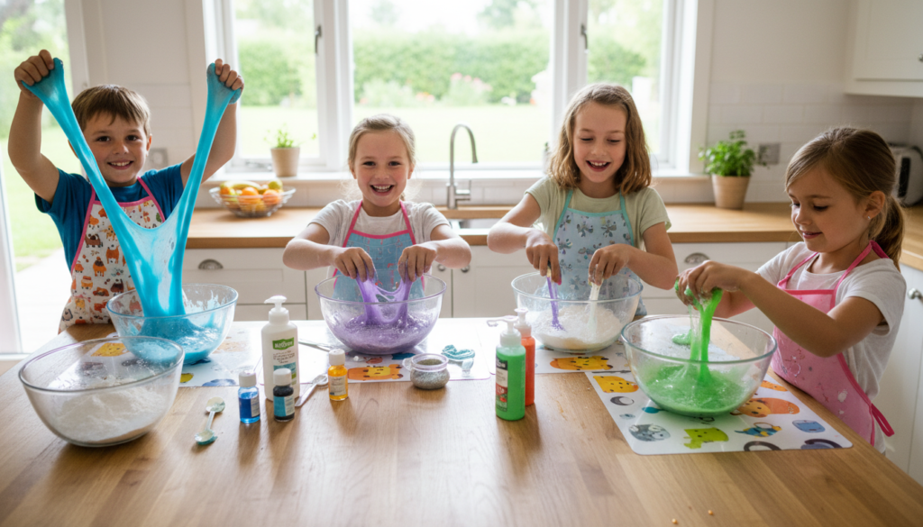découvrez 3 recettes faciles et sûres de slime maison sans borax, parfaites pour s'amuser en famille avec les enfants.